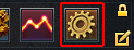 The gear icon that opens the in-game options